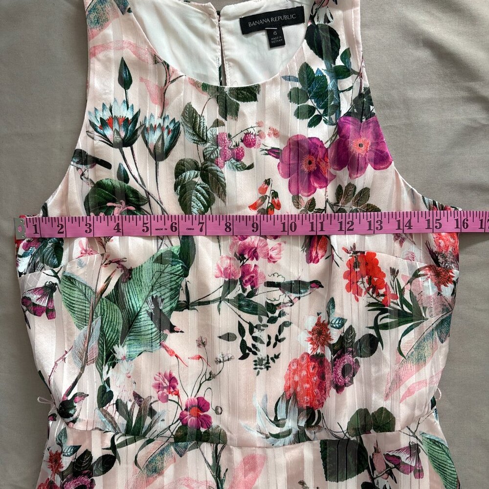Banana Republic Botanical Fit Flare Midi Dress Sz 6 Pockets - Picture 4 of 6